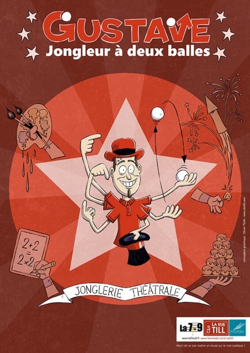 Affiche du spectacle Gustave, jongleur à deux balles.