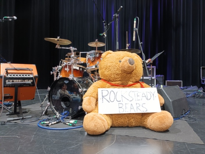 Teady Bear, l'ours du trio Rocksteady Bears sur scène à Niort (79).
